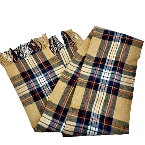 Camel black and red coloured plaid check Scarf - Picture 1 of 6